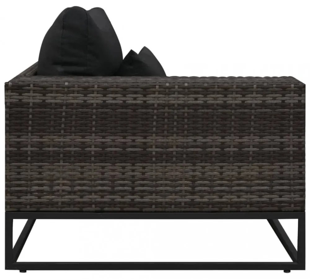 5 részes szürke polyrattan kerti bútorszett párnákkal