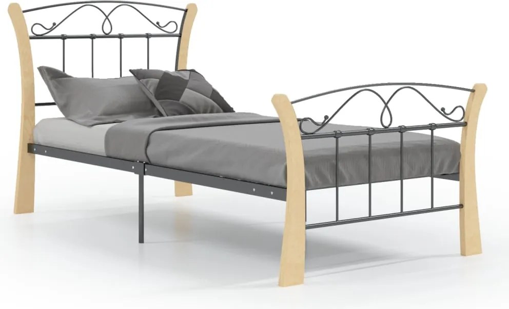 vidaXL fekete fém ágykeret 90 x 200 cm