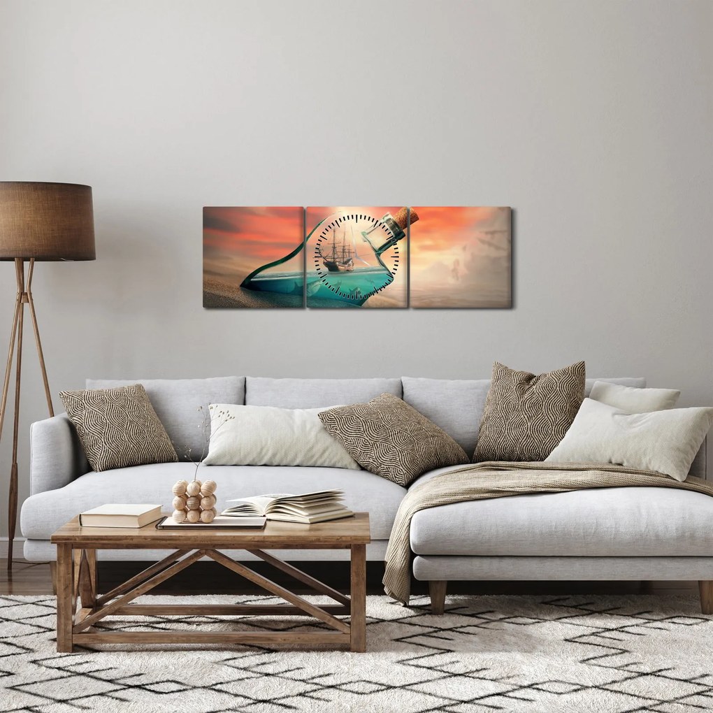 Kép - Élet a palack (órával) (90x30 cm)