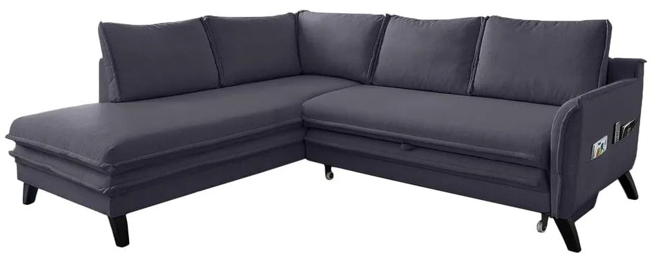 Charming Charlie L antracit kinyitható sarokkanapé, bal oldali - Miuform