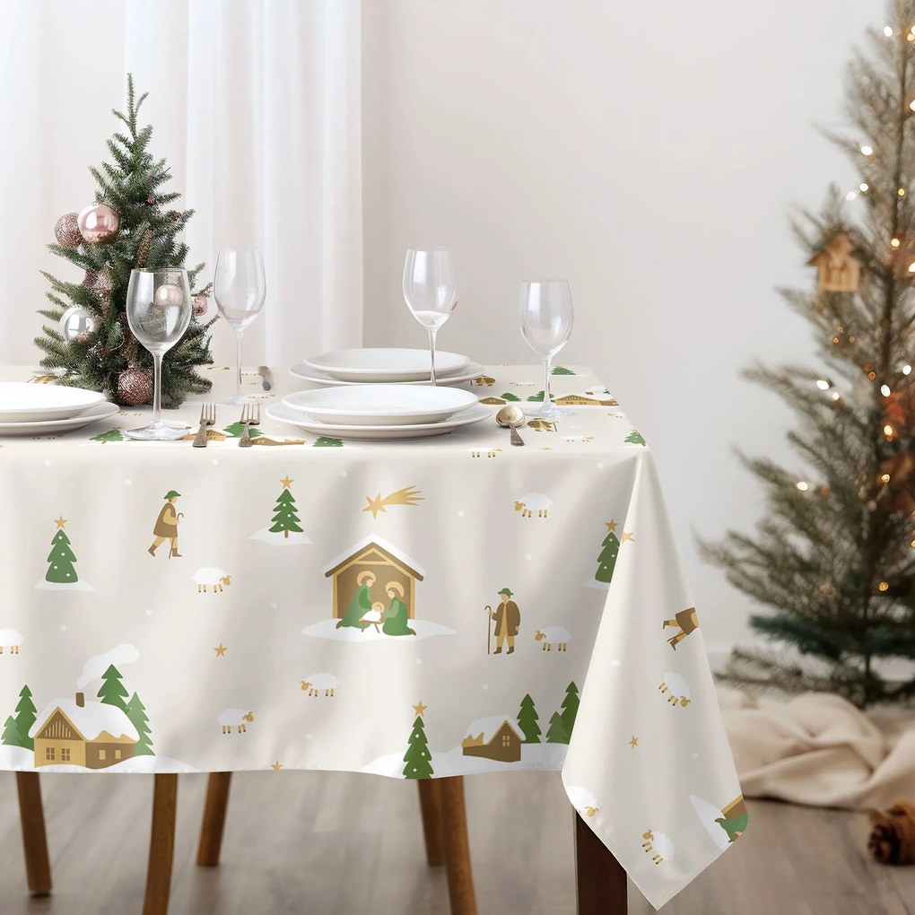 Goldea karácsonyi szögletes terítő 100% pamutvászon - karácsonyi dalok 120 x 120 cm