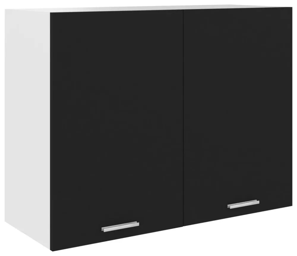 fekete szerelt fa függő szekrény 80 x 31 x 60 cm