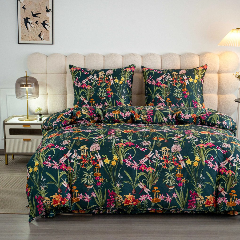 Mikroszálas ágynemű MYSTIC GARDEN sötétzöld Ágyneműhuzat mérete: 70 x 90 cm | 140 x 220 cm