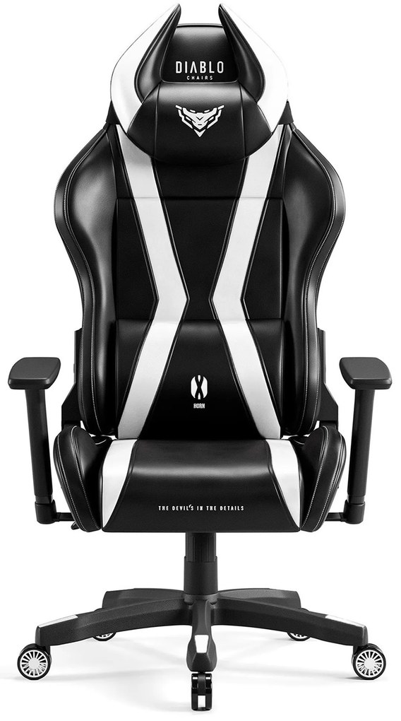 Gamer szék műbőr King Size, fekete-fehér: Diablo X-Horn 2.0