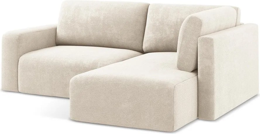 Krémszínű zsenília kinyitható-tárolóhelyes sarokkanapé (jobb oldali-L alakú) Kona – Makamii