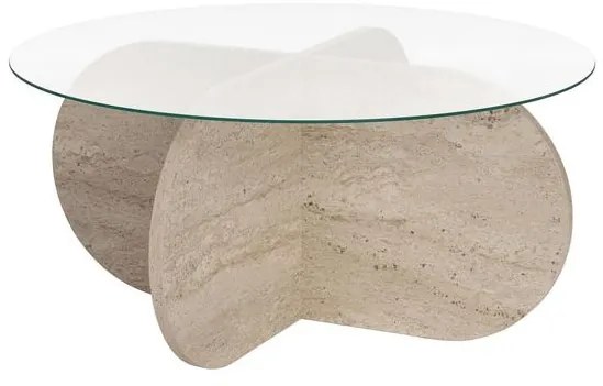 Dohányzóasztal Aeris - Travertine, Transparent