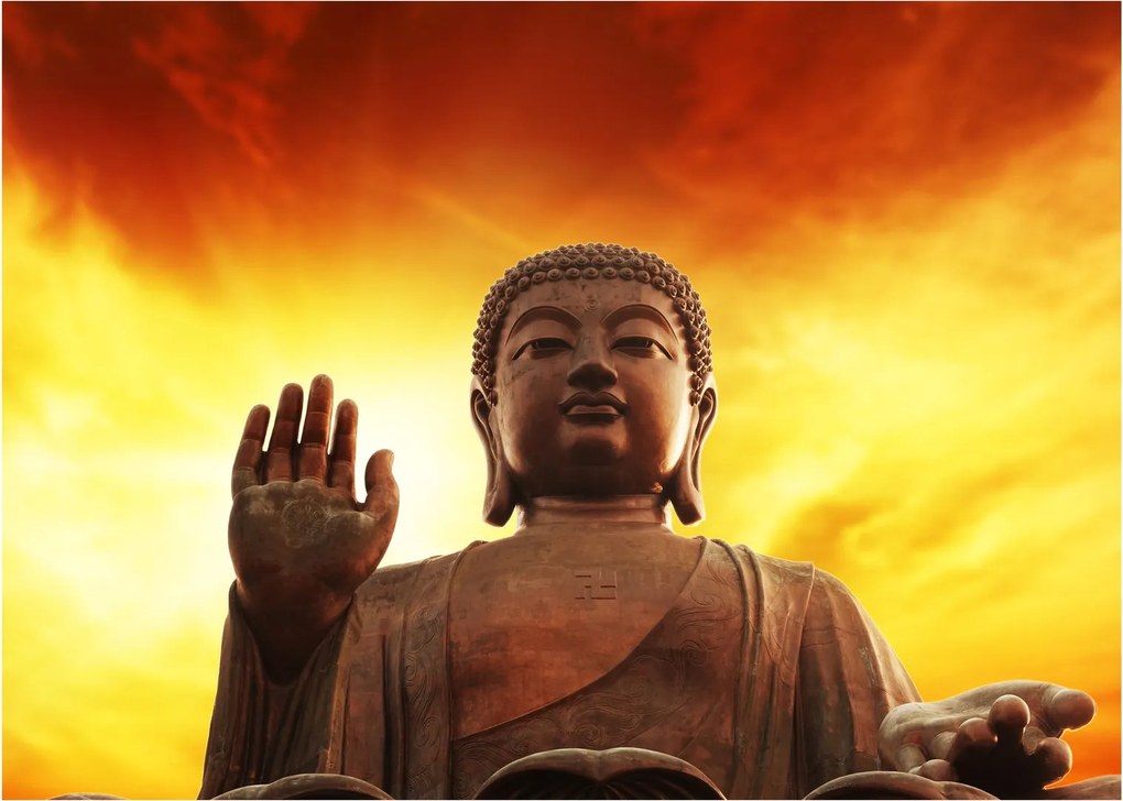 Kép - Buddha piros és sárga háttérrel (70x50 cm)
