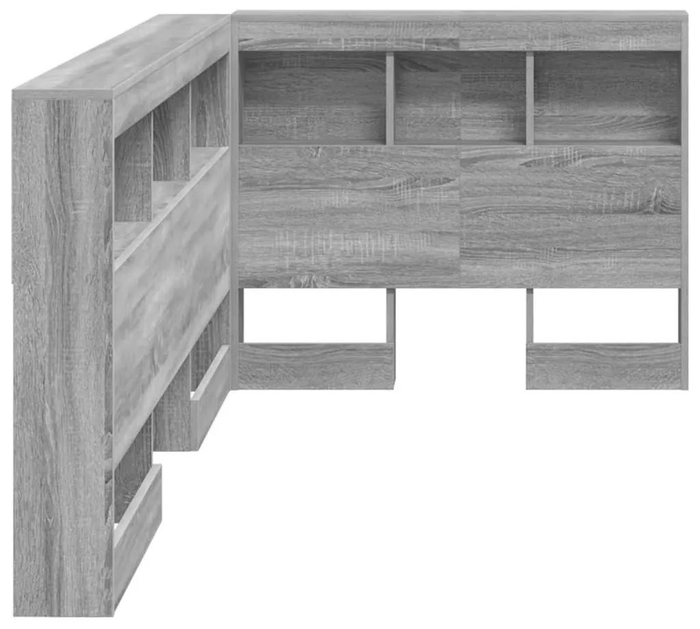 Tároló fejtámla polcokkal tárolóval Szürke sonoma 80 cm Faanyag