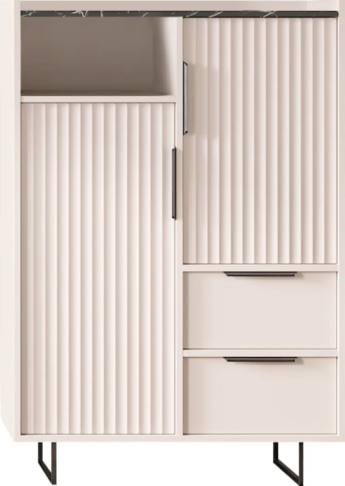 Komód, kasmír/sötét márvány, FRESIO KOM2D2S