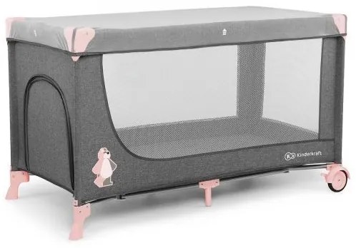 KINDERKRAFT JOY utazóágy szürke-rózsaszín
