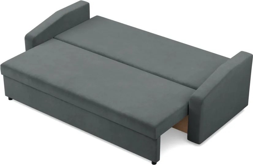 Zeus kanapéágy, bársony, hab töltet, döntött kartámasz, szürke