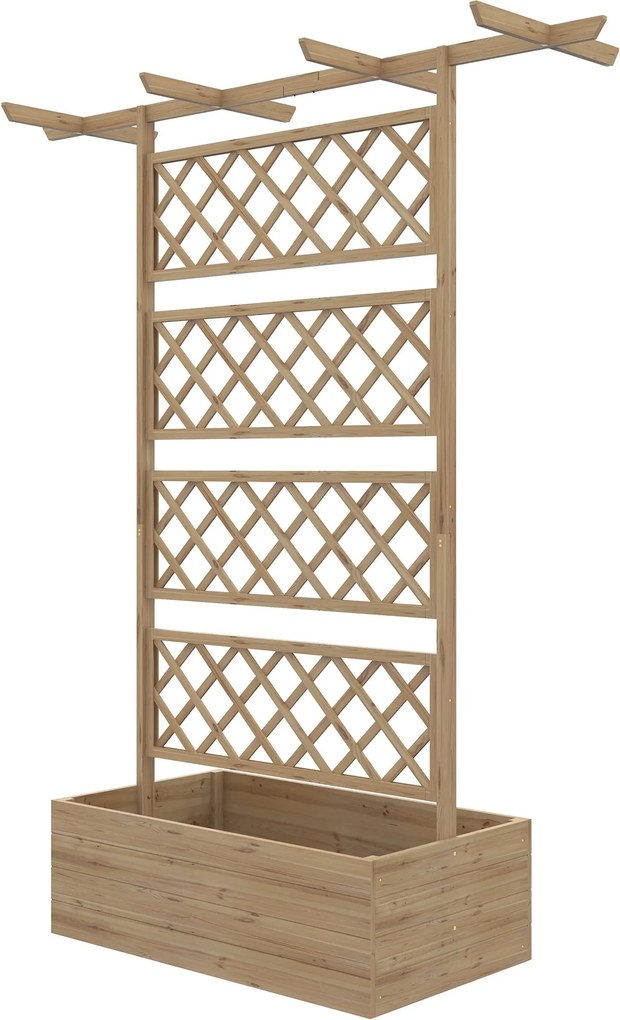 Outsunny virágtartó lejárat fával, mászó növényekhez, zöldségekhez, virágokhoz - előolajozott fenyőfa, méret: 160L x 55Sz x 183Ma cm, természetes fa h