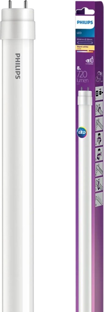 Led fénycső T8 G13 8W 18W 60cm 720lm 2700K Meleg fehér Philips