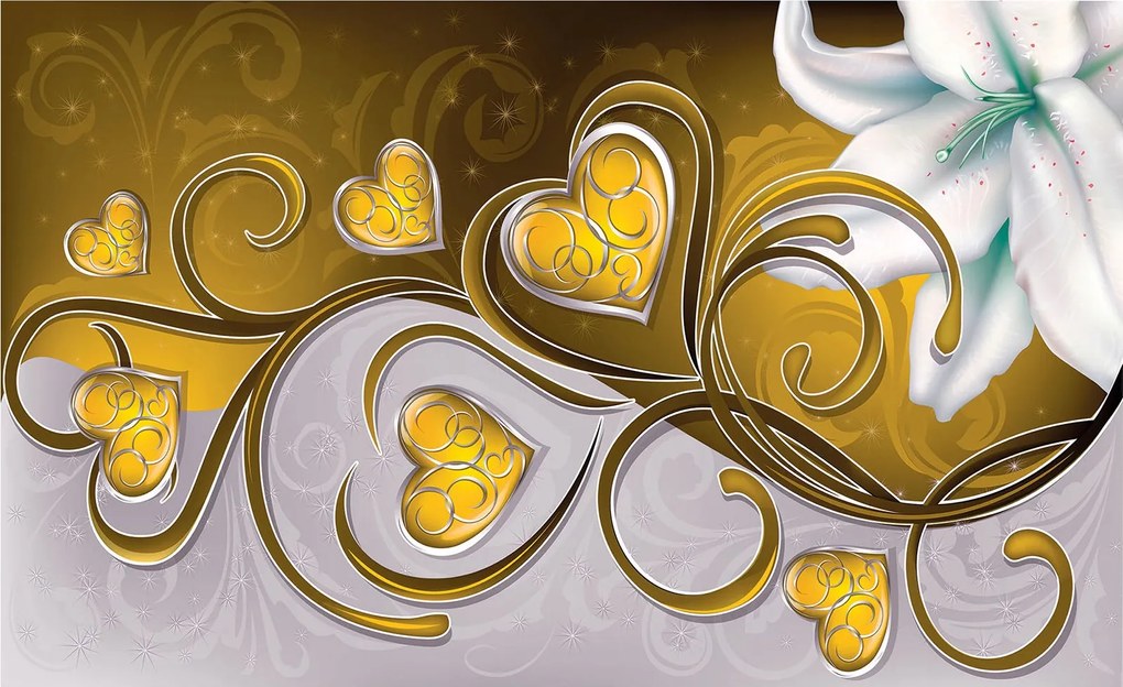 Fotótapéta Arany liliomok Szerelem Elegancia és romantika 208x146 +ragasztó