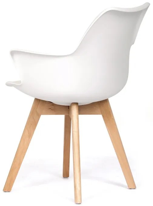 Műanyag Étkezőfotel Fehér Színben Műbőr Ülőpárnával, Bükkfa Lábbal. CT-771