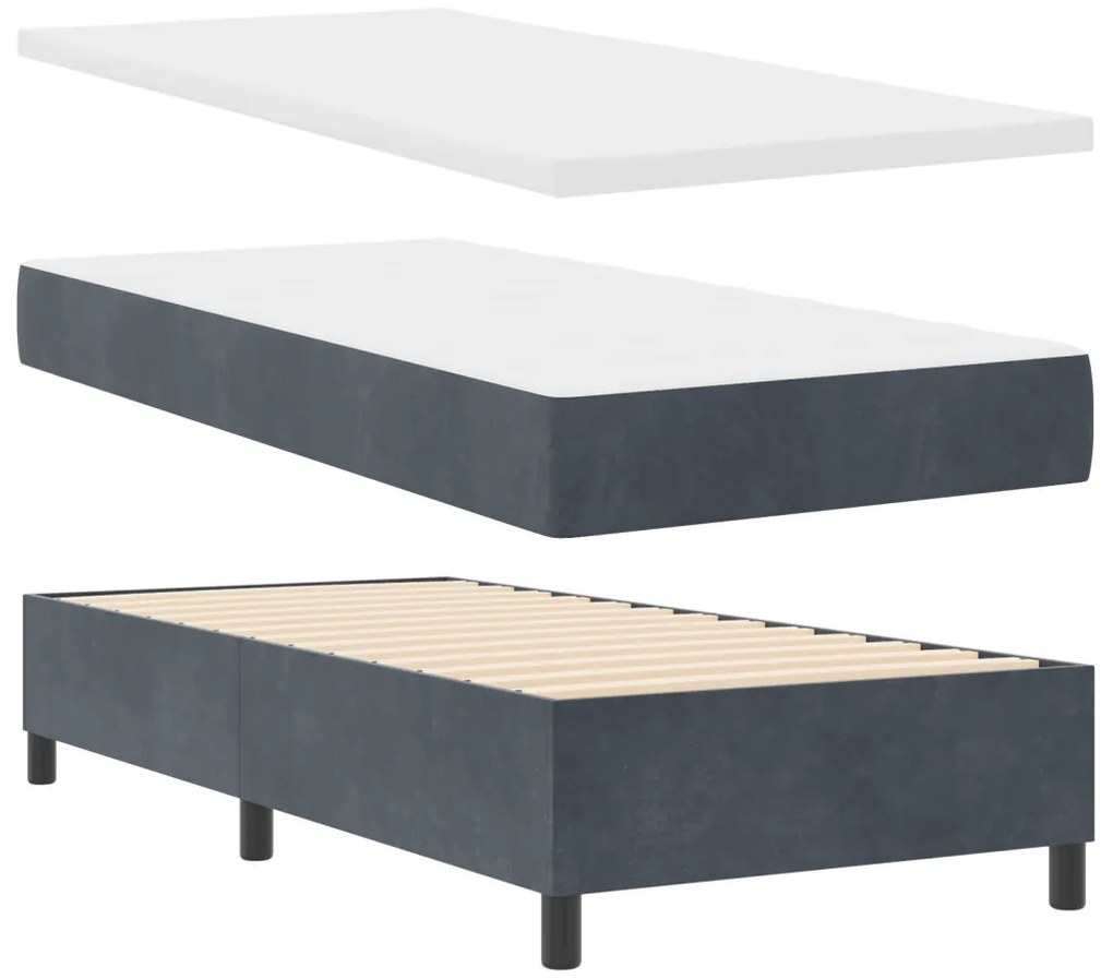 Box Spring Ágy Matraccal Sötétszürke 90x200 cm Bársonyos