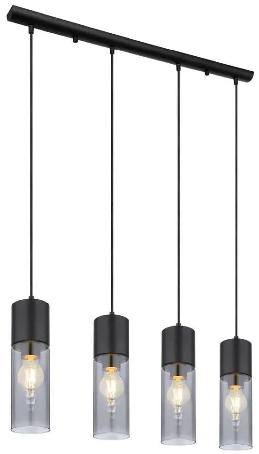 Globo Globo 21000-4HB - Csillár zsinóron ANNIKA 4xE27/25W/230V fekete GL6725