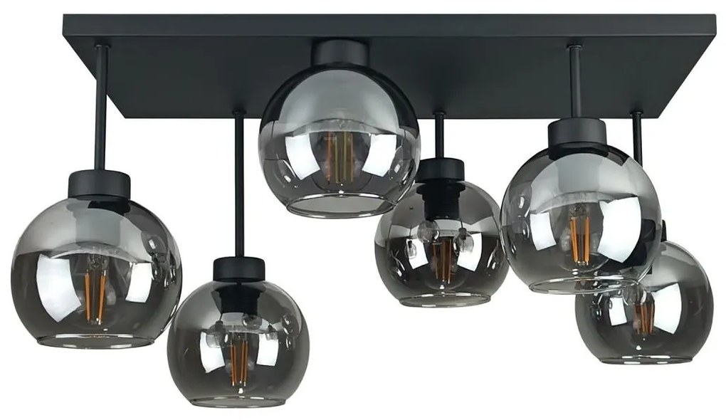 Felületre szerelhető csillár  NESSA 6xE27/60W/230V fekete/füstös fekete