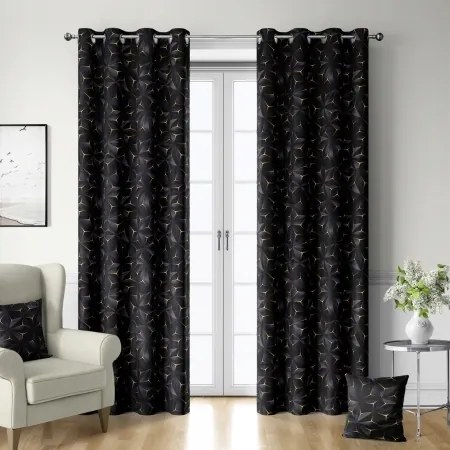 Velvet Függöny Átvezetőkkel Fekete 3D 145x270