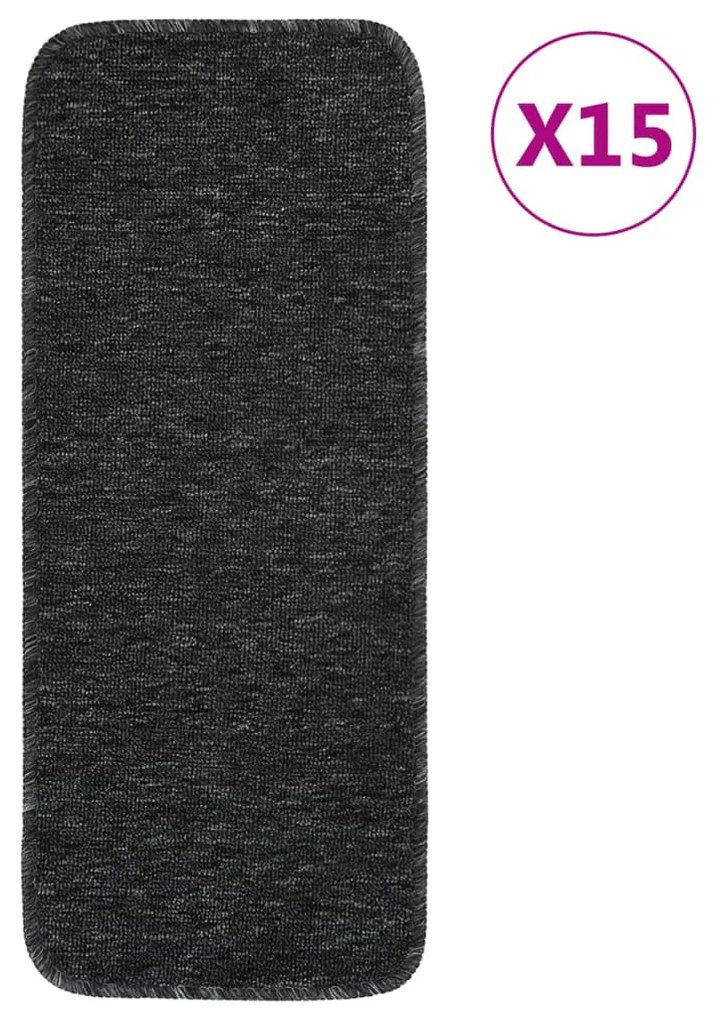 15 db antracit négyszögű csúszásmentes lépcsőszőnyeg 60 x 25 cm