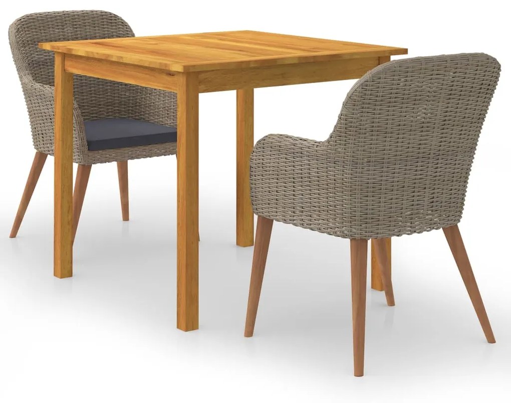 vidaXL 3 részes barna kerti étkezőgarnitúra