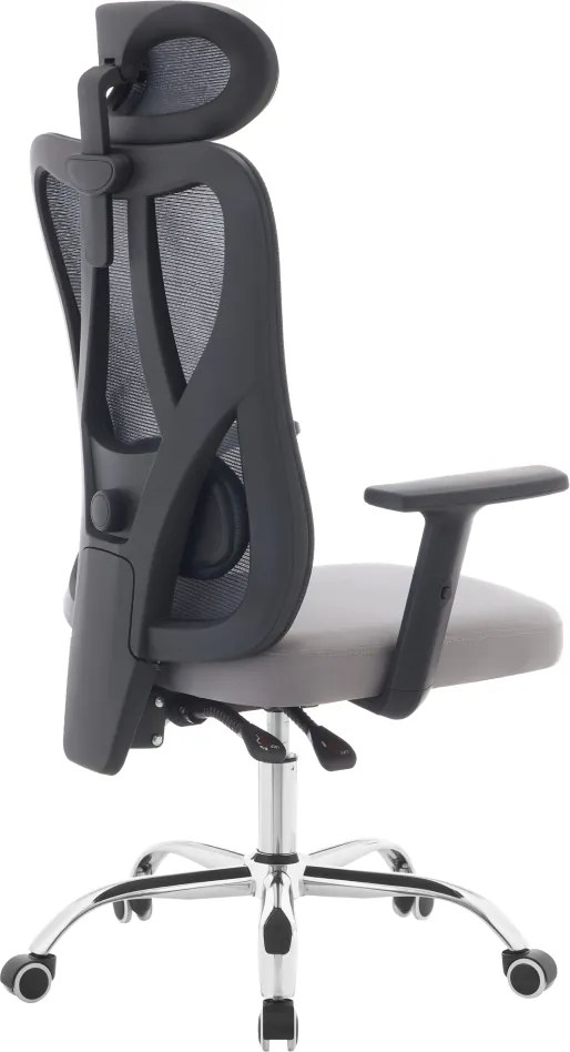 Irodai szék, sötétszürke/világosszürke/króm, teherbírás 150 kg, ADEMIR