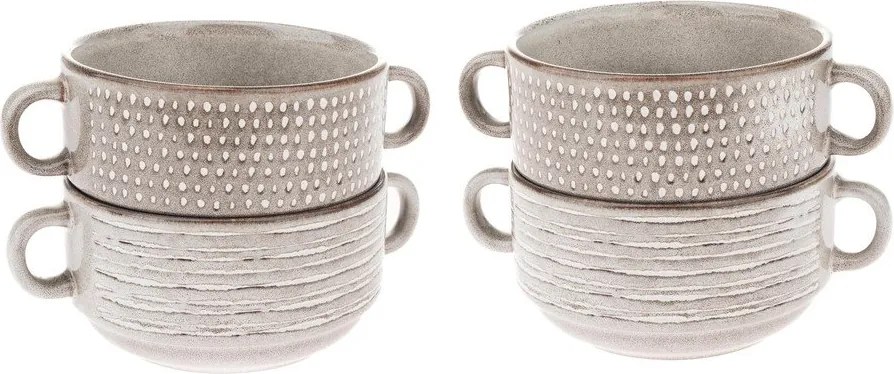 Világosbarna kerámia leveses tálka szett 4 db-os 470 ml – Dakls