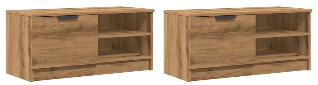 2 db barna tölgy színű szerelt fa TV-szekrény 80x35x36,5 cm