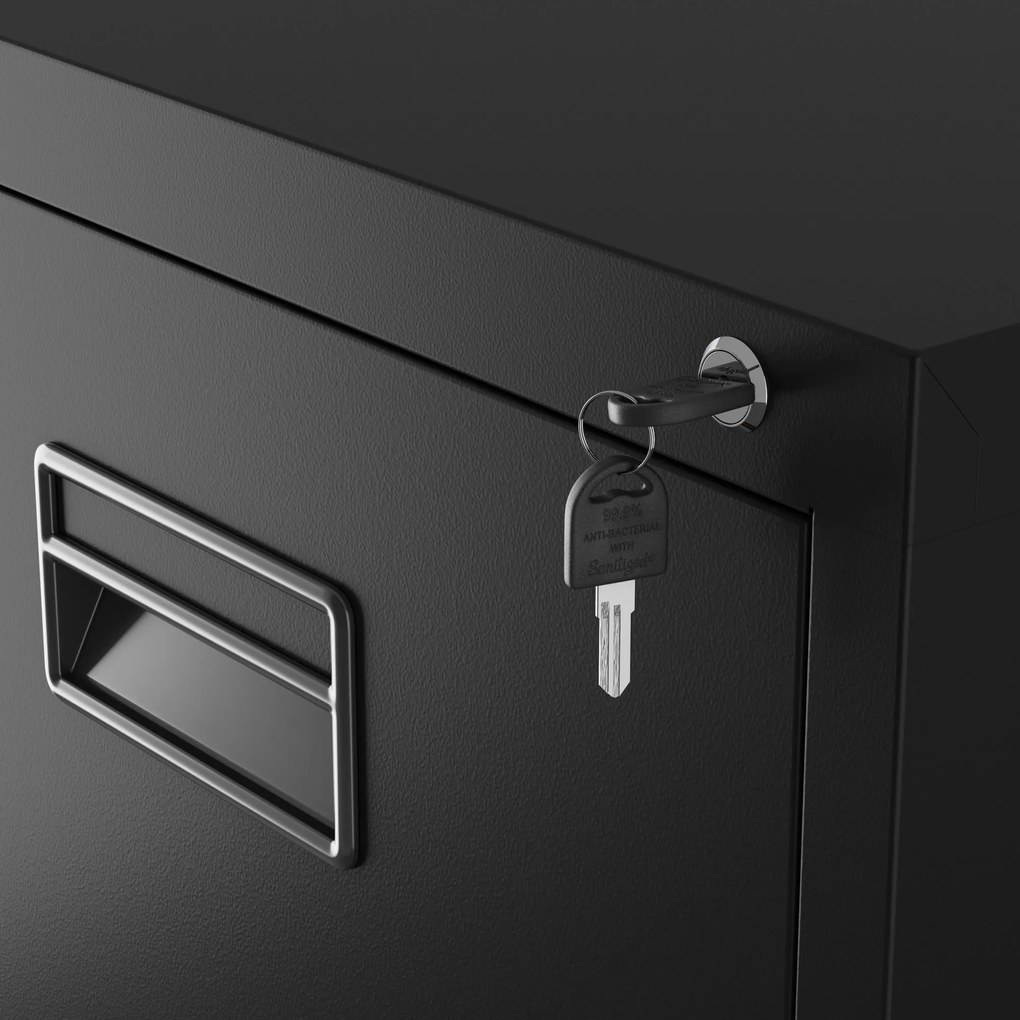 Fém irattartó szekrény, 4 fiókos SARA V4, 460 x 1320 x 620 mm, fekete