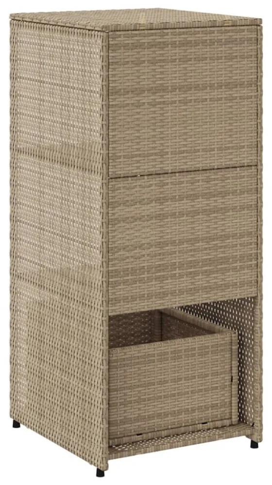 bézs polyrattan kerti tárolószekrény 50 x 55 x 115 cm