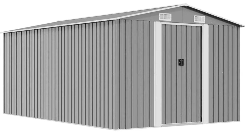 vidaXL szürke fém kerti fészer 257 x 392 x 181 cm