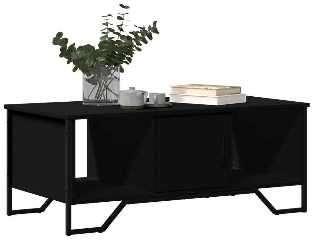 Fekete szerelt fa dohányzóasztal 100 x 51 x 40 cm