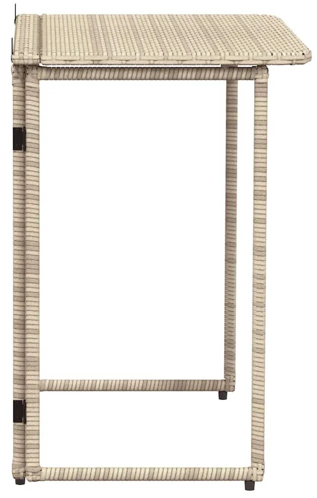 bézs polyrattan összecsukható kerti asztal 90x51x75 cm