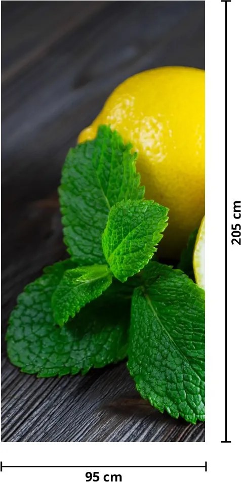 Fotótapéta ajtóra - Citrom és menta az asztalon (95x205cm)