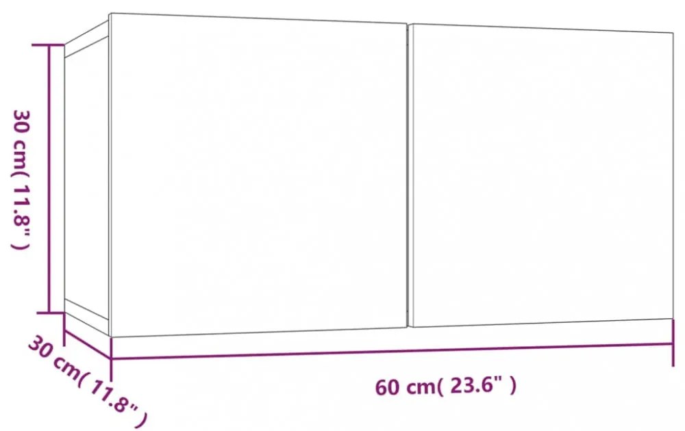 4 db szürke sonoma színű szerelt fa fali TV-szekrény 60x30x30cm