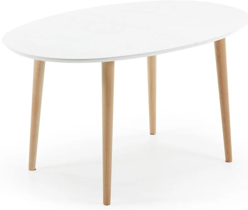 Fehér bővíthető étkezőasztal fehér asztallappal 90x140 cm Oqui – Kave Home