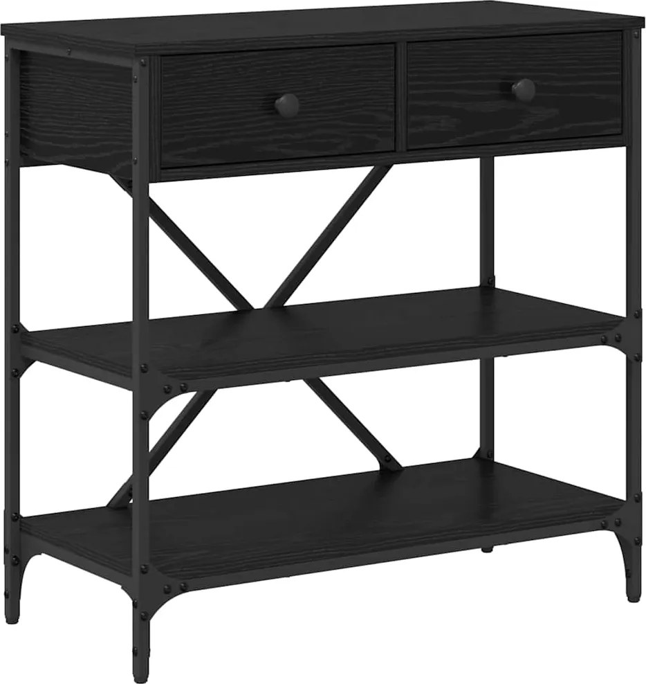 vidaXL Konzolasztal fiókkal Fekete tölgy 100 x 34,5 x 75 cm faszínű