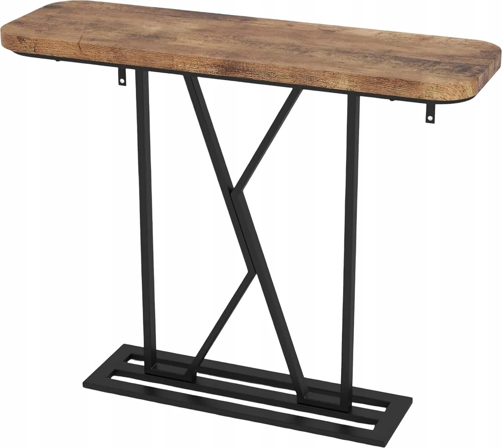Keskeny 110 cm-es konzolasztal fa asztallappal és fém kerettel