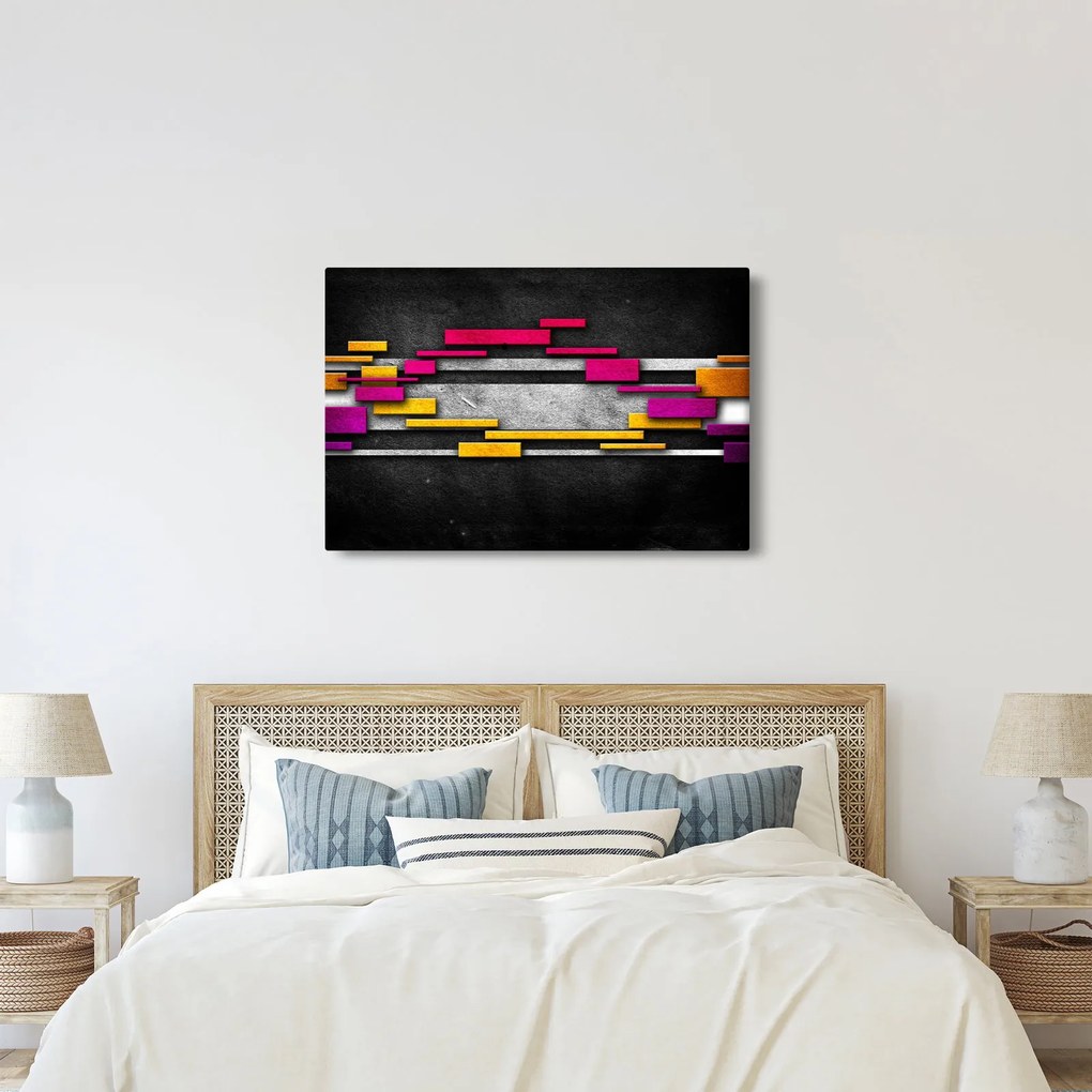 Egy kép a színes absztrakció fekete alapon (90x60 cm)