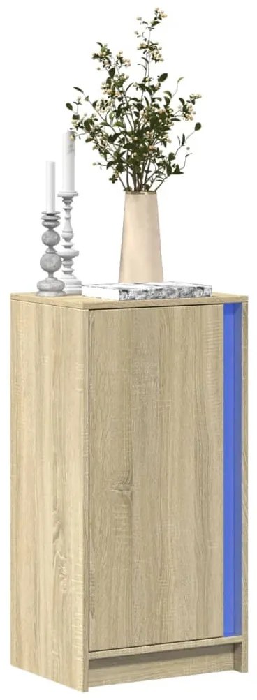 sonoma tölgy szerelt fa tálalószekrény LED-del 42,5x34x85 cm