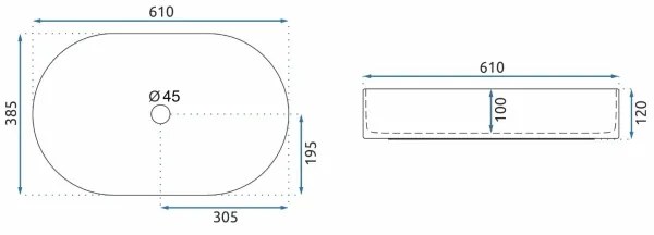 REA-U1055 - Ráépíthető mosdó NADIA 38,5x61 cm kerámia/fényes fehér