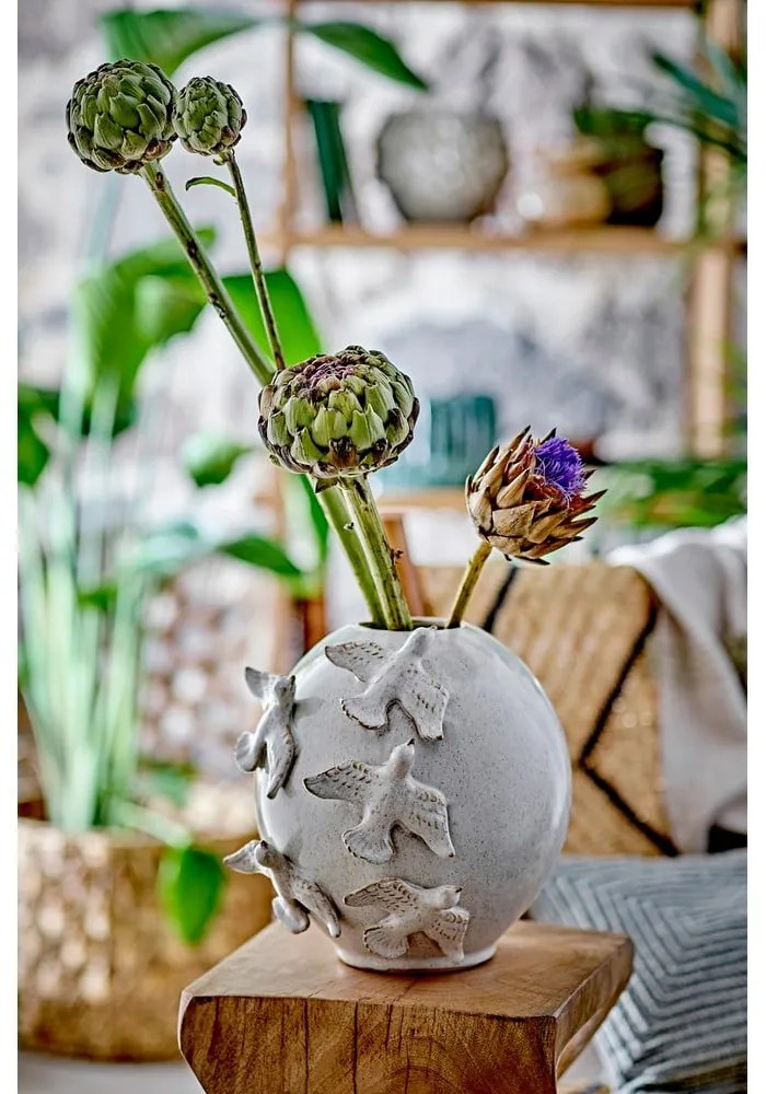 Krémszínű agyagkerámia váza (magasság 25 cm) Abira – Bloomingville