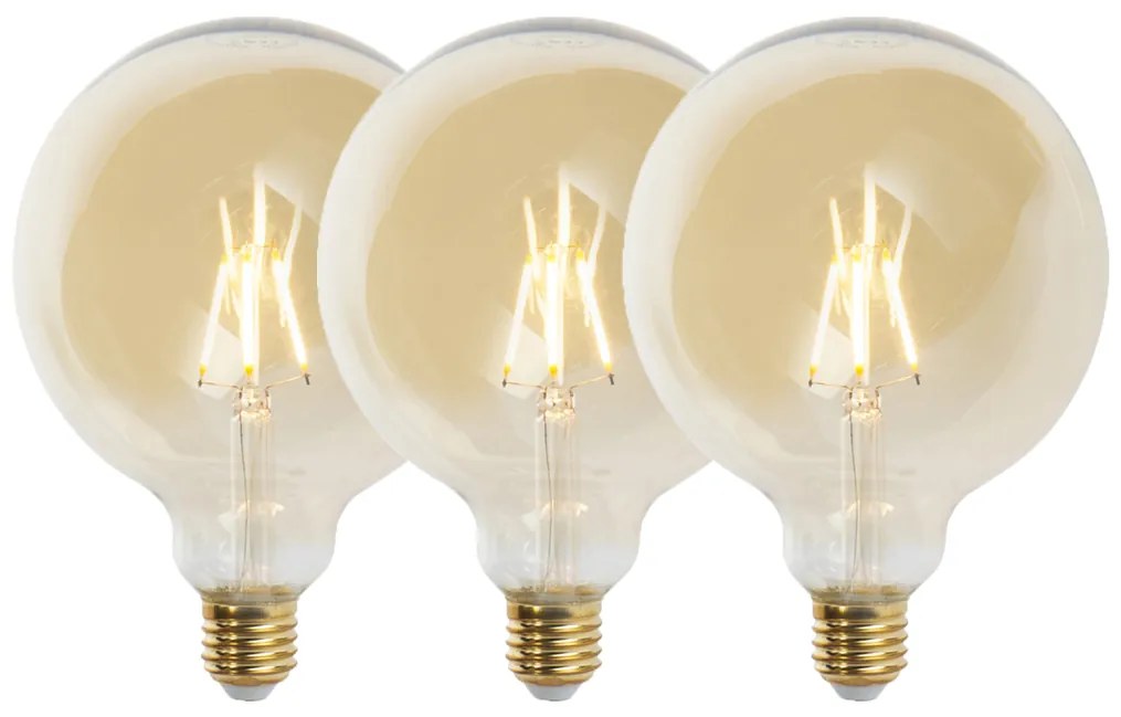 3 db E27-es szabályozható LED izzó G125 arany 5W 450lm 2200K készlet