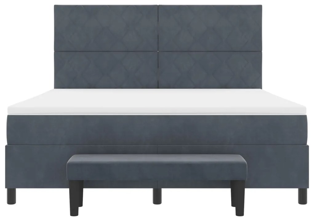 Box Spring Ágy Matrac &amp; Pad Közép Szürke 180x200 cm Velúr