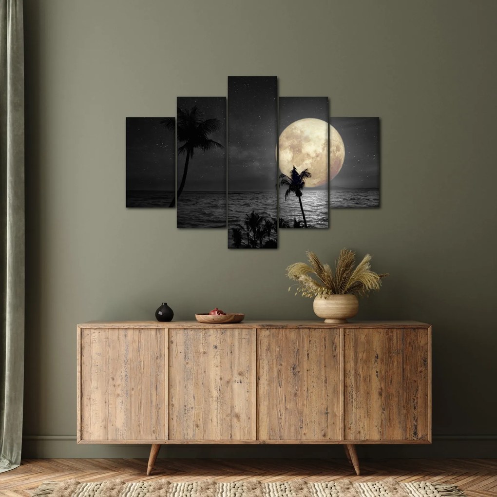 Kép - A strand a telihold alatt szürke tónusokkal (150x105 cm)