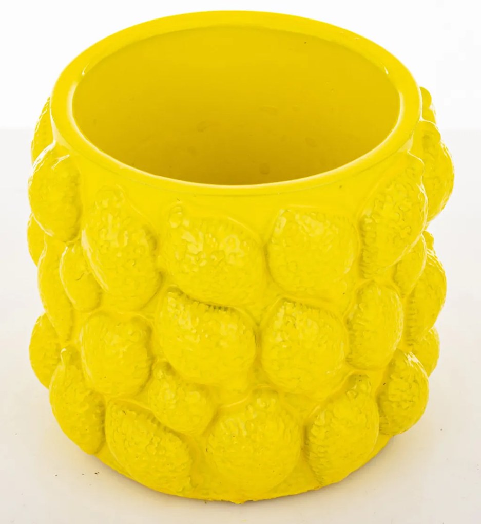 Modern design Kaspó kerámia sárga 10x12x12 belső lyuk 8cm