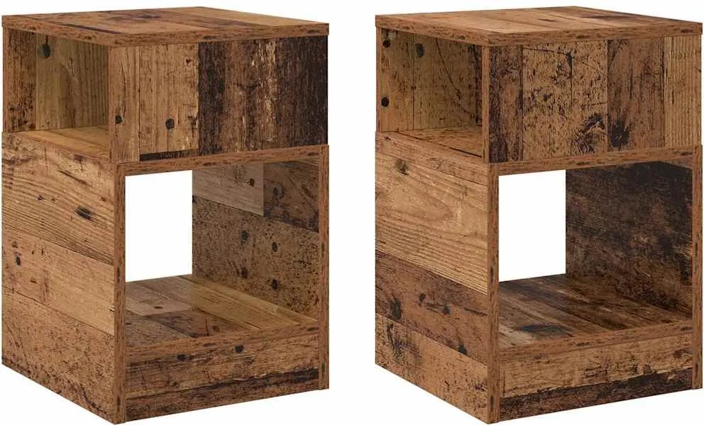 vidaXL Végasztal 2 pcs Öreg fa 30,5 x 30 x 45 cm Faanyag