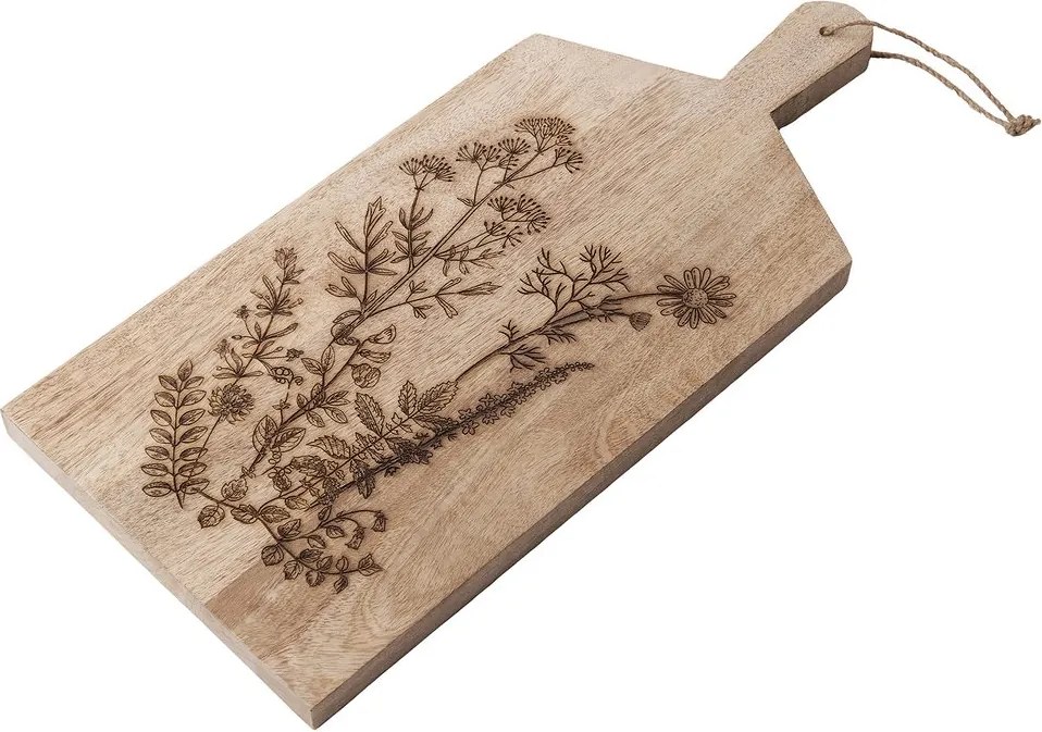FINE CUT mangófa vágódeszka, virág motívummal 35 x 22cm