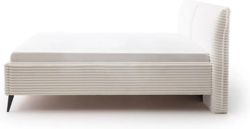 Bézs kárpitozott ágyneműtartós franciaágy ágyráccsal 160x200 cm Matera – Meise Möbel