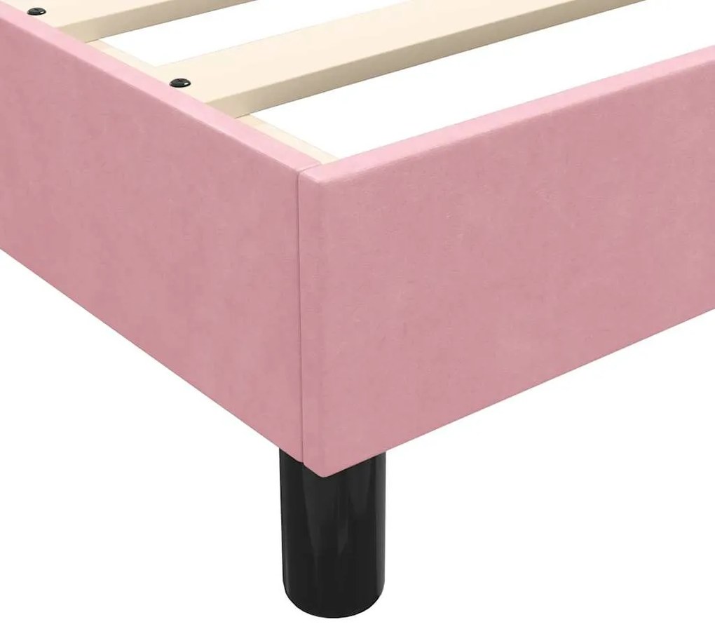 Box Spring ágy matrac nélkül rózsaszín 100x220 cm bársony